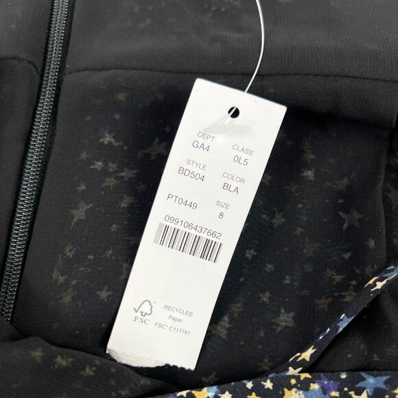 J.Crew Ruffle-Back 100% Silk Maxi Dress in Starry Sky Print Size 8 NEW - Picture 5 of 8